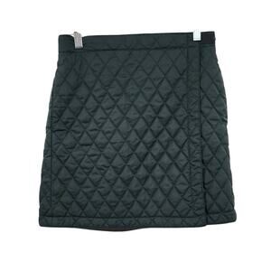 Uniqlo Lined Skirt Quilted‎ Adjustable Waist Size Small Green Fleece Lined